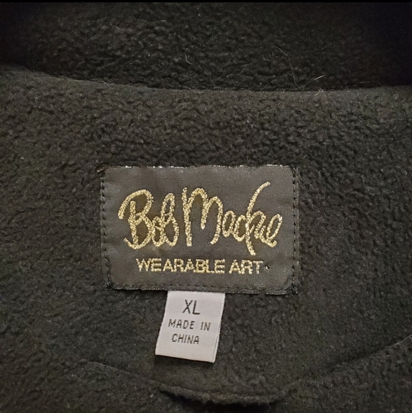 BOB MACKIE | Black Pea Coat w/ Scarf sz XL - Picture 6 of 7